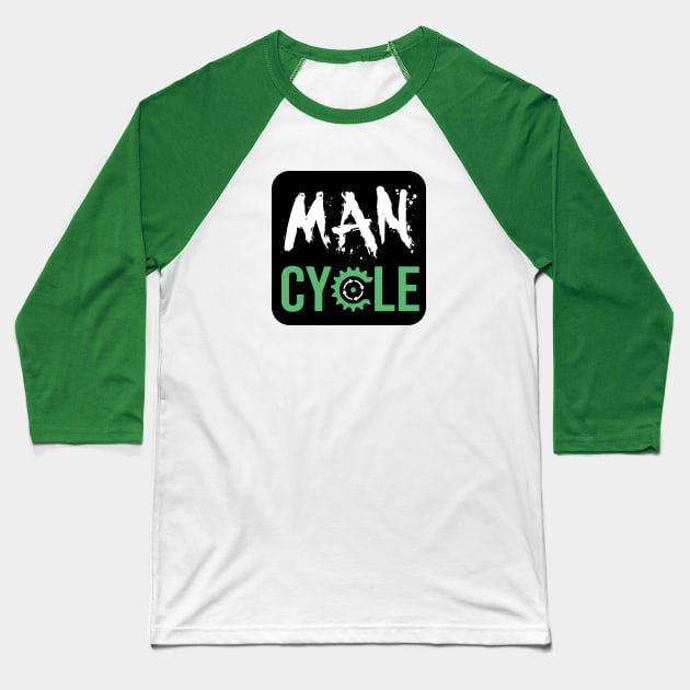 ManCycle Black Square Baseball T-Shirt by MandaTshirt